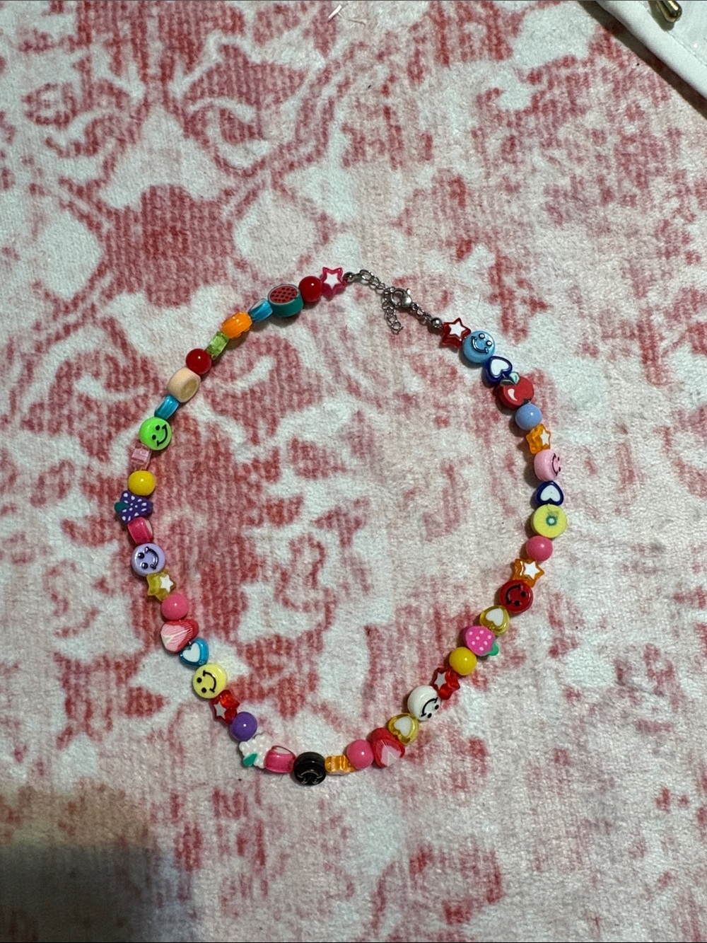 H&M Multicolor Beaded Charm Necklace with Smiley & Fruit Charms